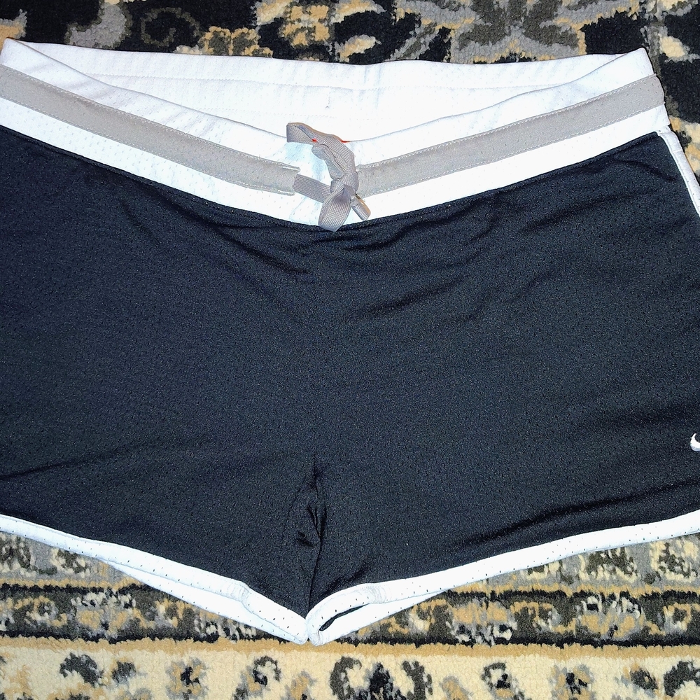 Nike Black and White Athletic Shorts with Elastic Waistband